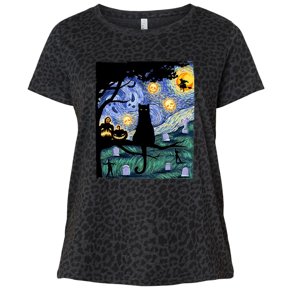 Ladies Curvy Jersey - MN4NQWCY - Black Leopard - 11