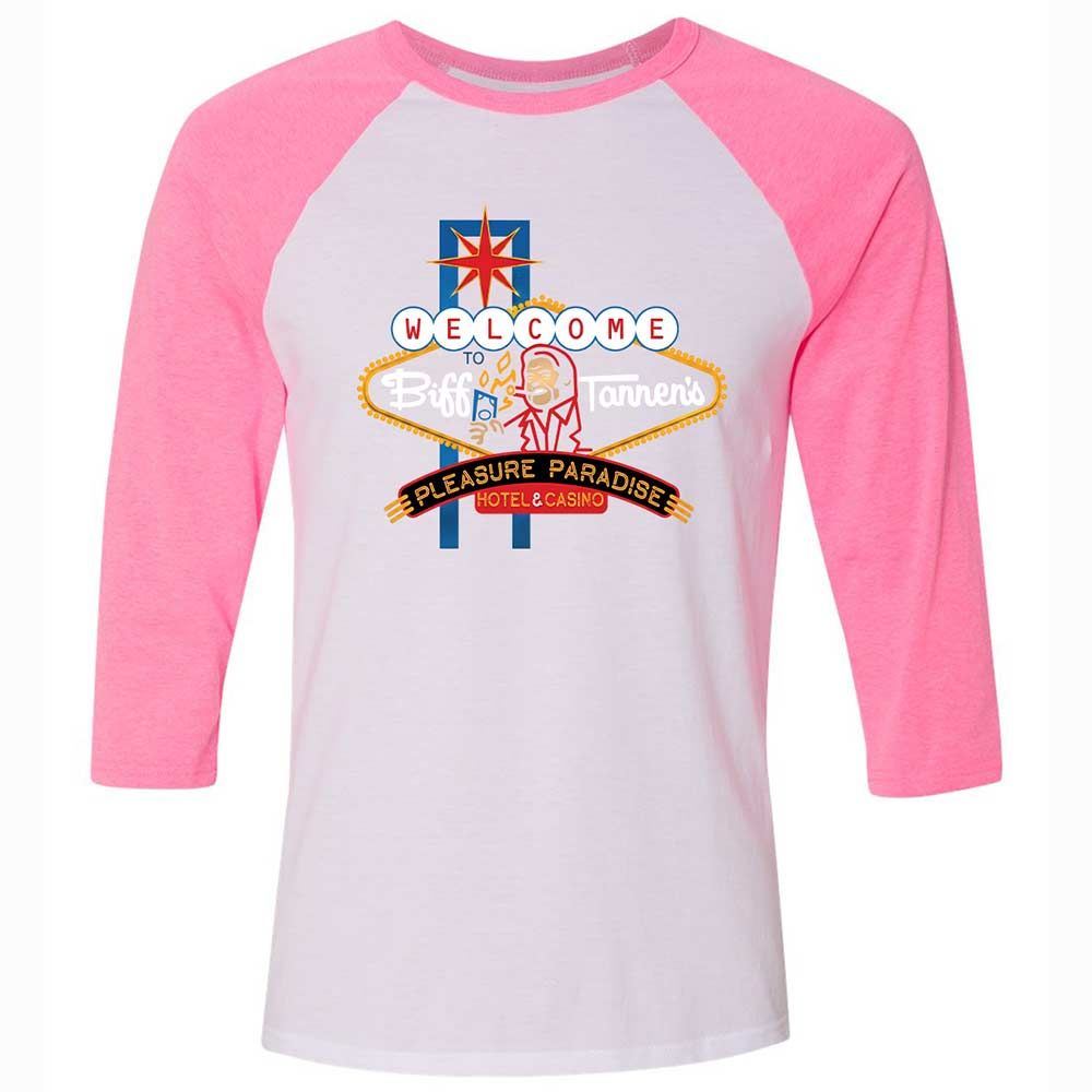 Unisex 3/4 Baseball Tee - QRGU3J8T - White/Neon Pink - 12