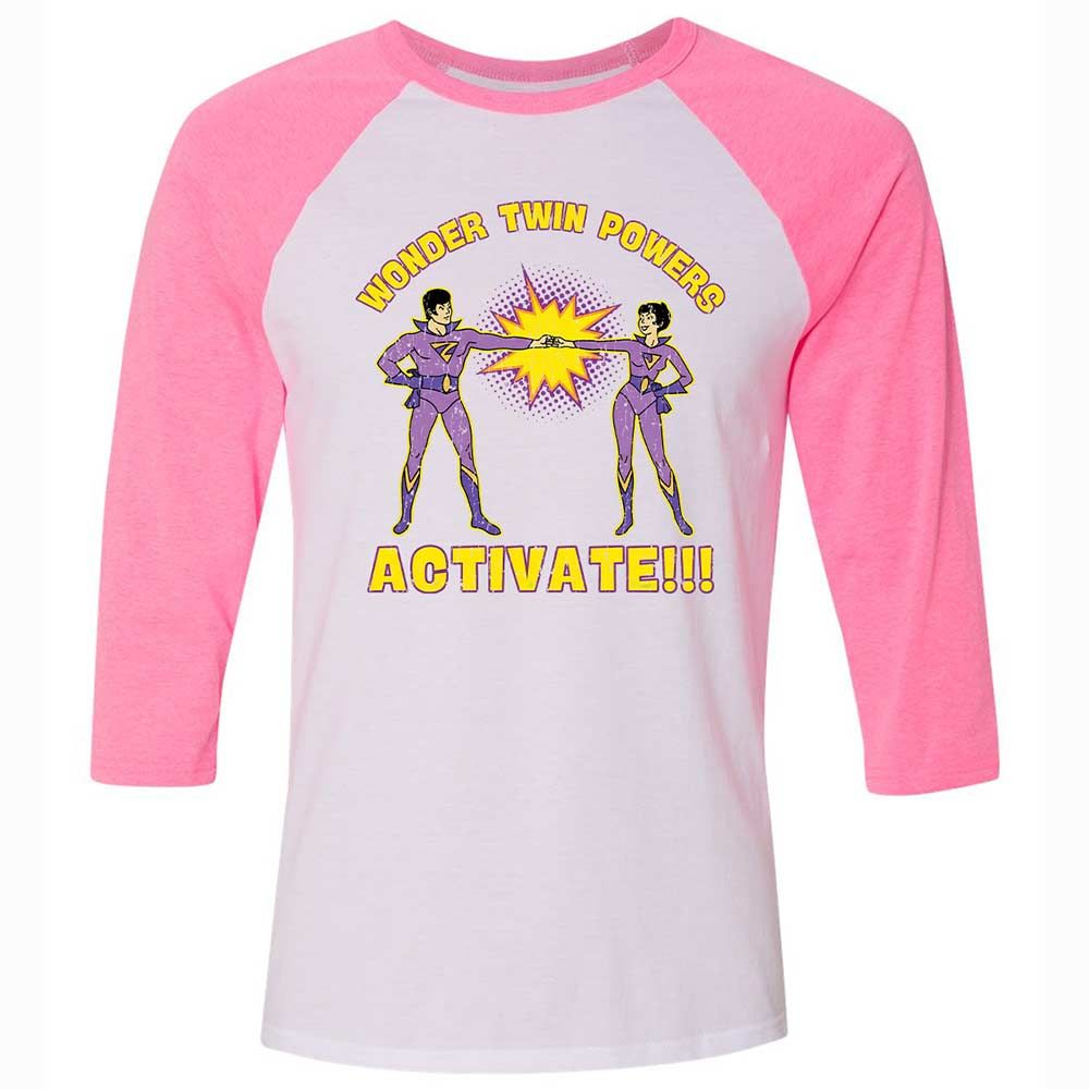 Unisex 3/4 Baseball Tee - H12XCYZC - White/Neon Pink - 12