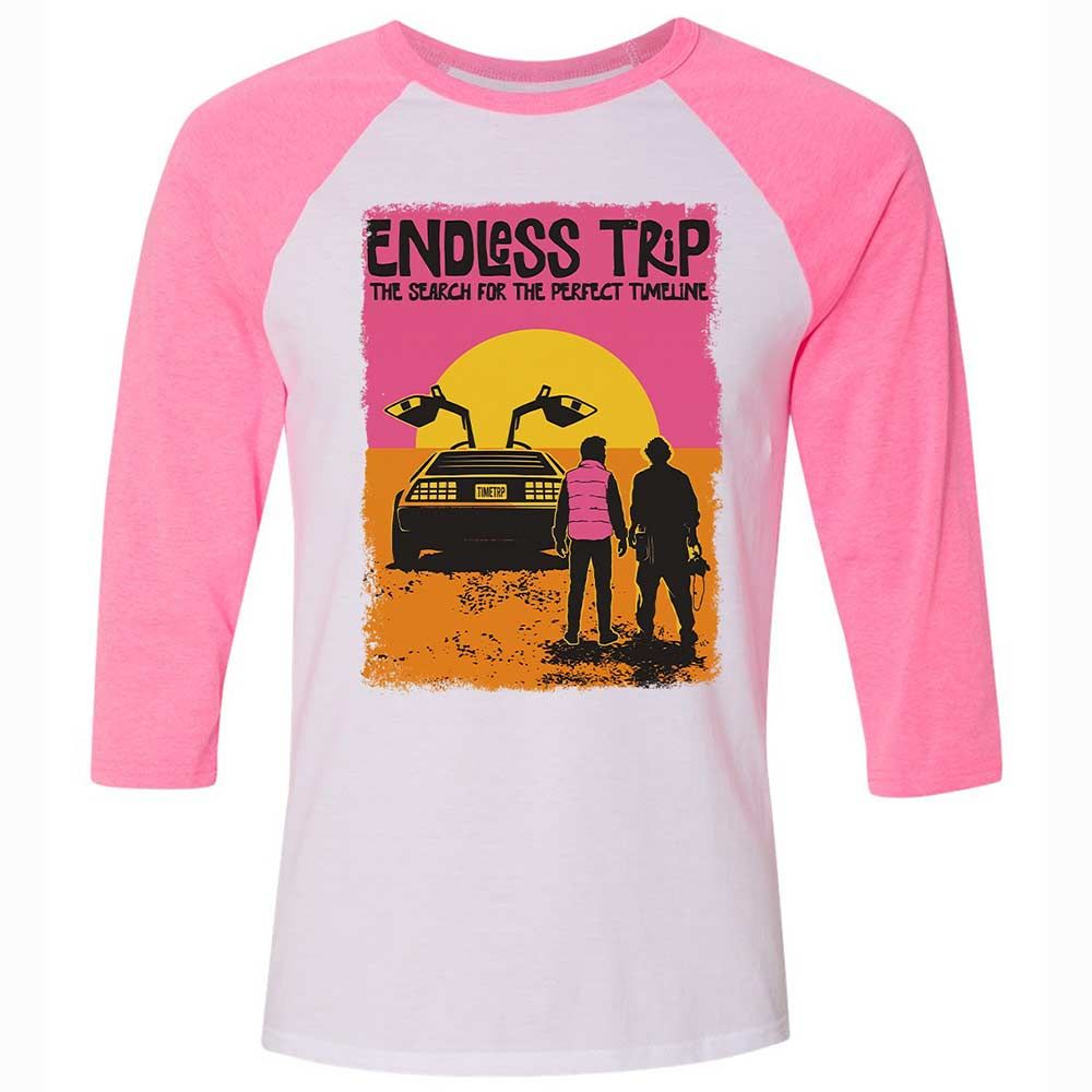 Unisex 3/4 Baseball Tee - FVTHWSSS - White/Neon Pink - 12