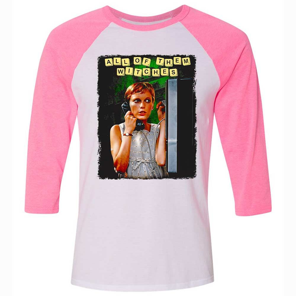 Unisex 3/4 Baseball Tee - 3FRSWMMB - White/Neon Pink - 12