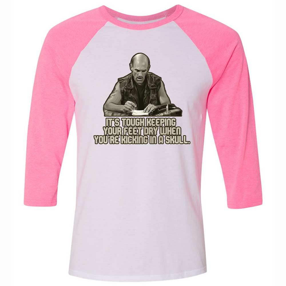 Unisex 3/4 Baseball Tee - AYLNH7LK - White/Neon Pink - 12