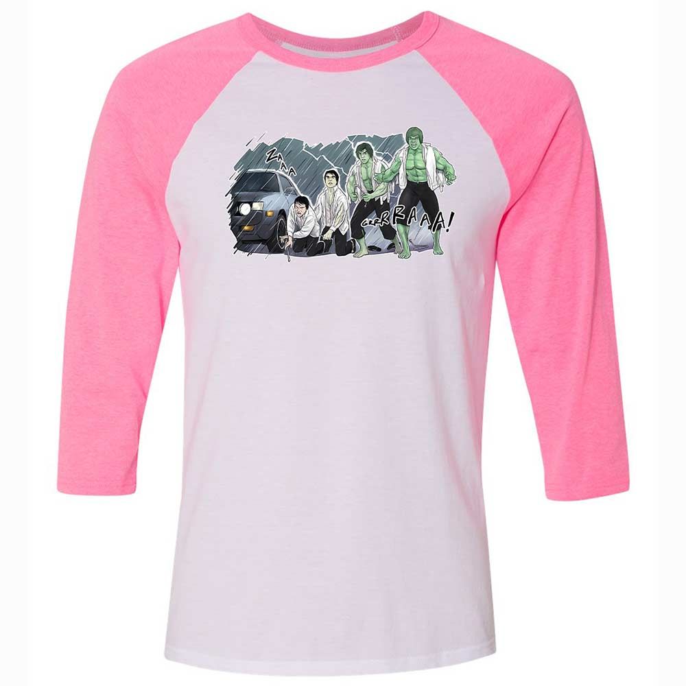 Unisex 3/4 Baseball Tee - FFQF4WW5 - White/Neon Pink - 12