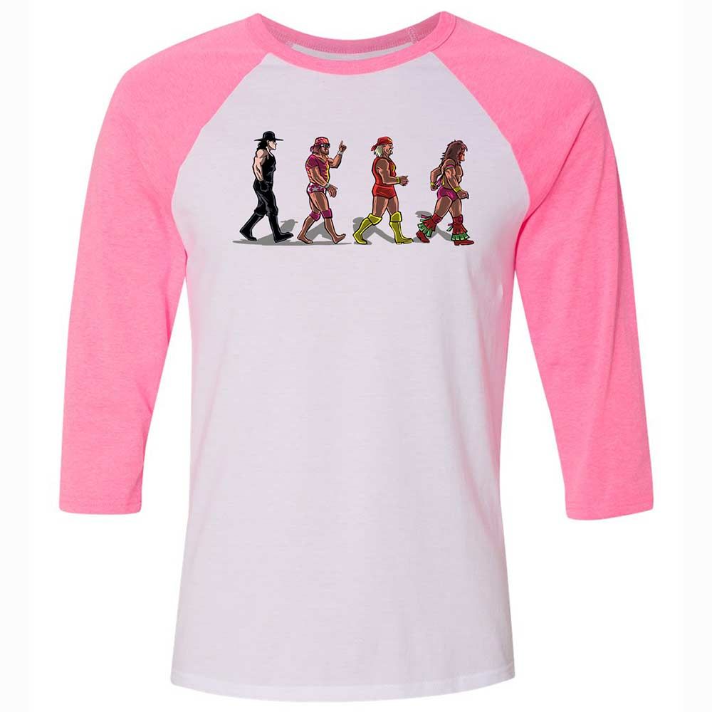Unisex 3/4 Baseball Tee - KKHLNZA2 - White/Neon Pink - 12