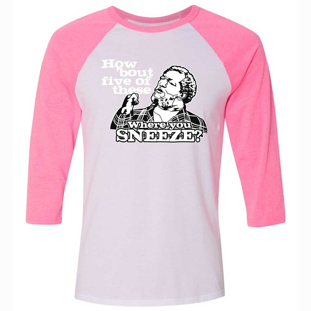 Unisex 3/4 Baseball Tee - XDK6EFJ8 - White/Neon Pink - 12