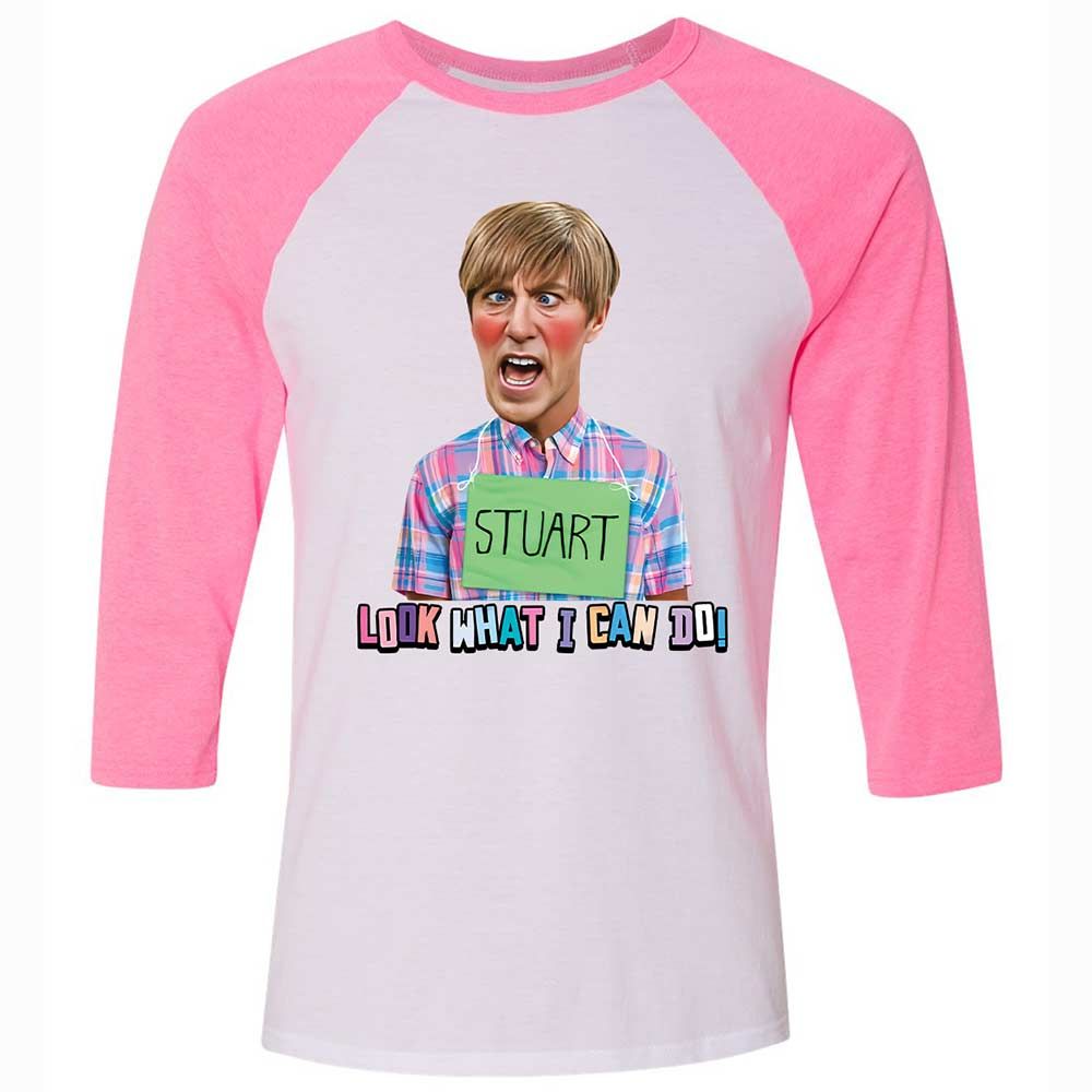 Unisex 3/4 Baseball Tee - LC9JGFFJ - White/Neon Pink - 12