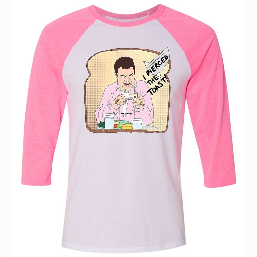 Unisex 3/4 Baseball Tee - BGJWKU9V - White/Neon Pink - 12