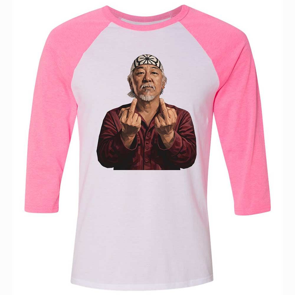 Unisex 3/4 Baseball Tee - 8GR9YG24 - White/Neon Pink - 12