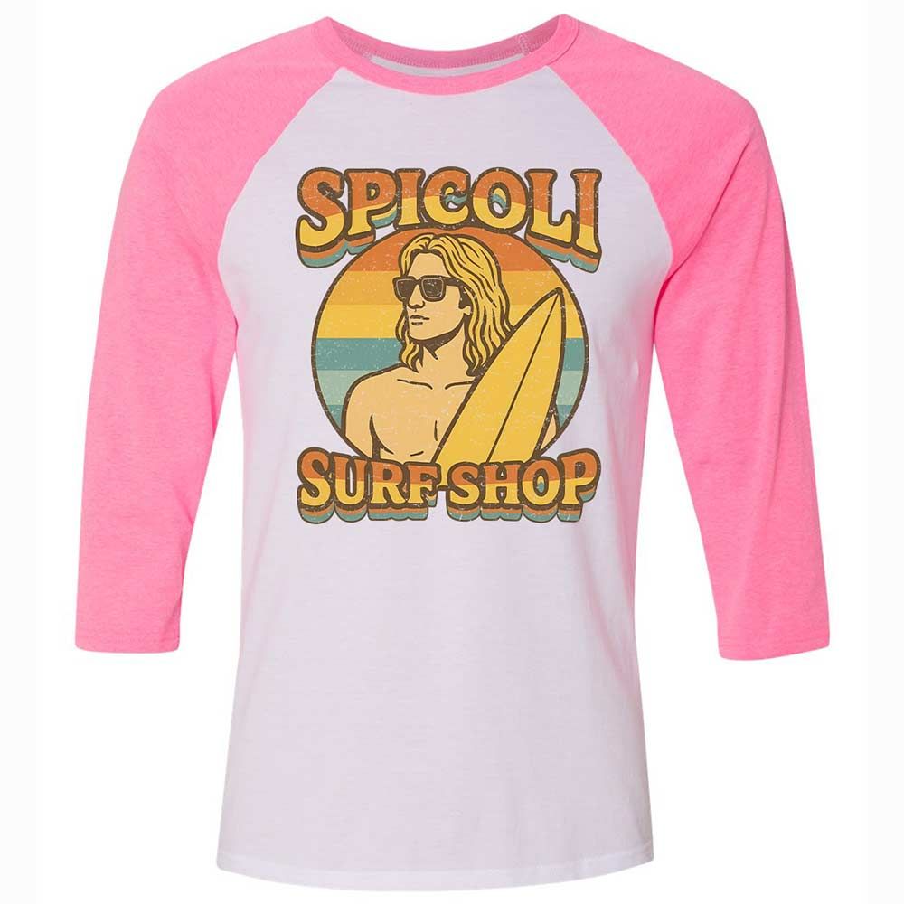Unisex 3/4 Baseball Tee - SP7EP9W8 - White/Neon Pink - 12