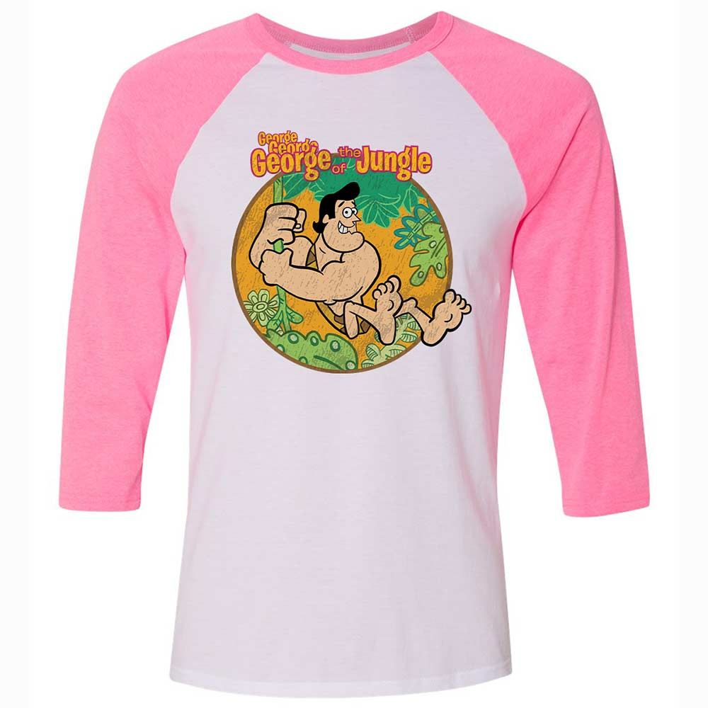 Unisex 3/4 Baseball Tee - DPEB7Q6Y - White/Neon Pink - 12