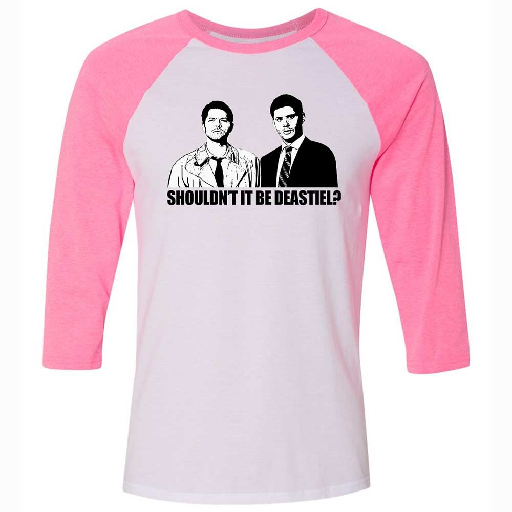 Unisex 3/4 Baseball Tee - XFZA6L6U - White/Neon Pink - 12