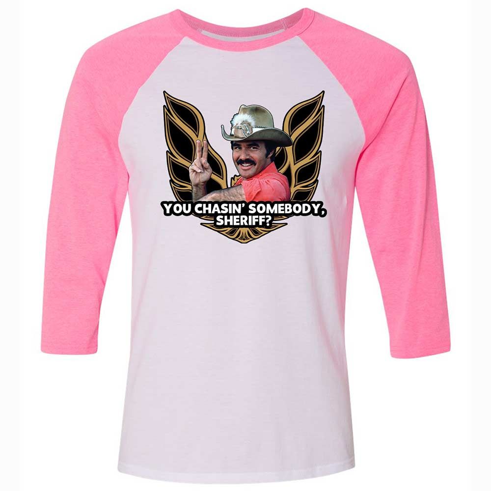 Unisex 3/4 Baseball Tee - C28HL13L - White/Neon Pink - 12