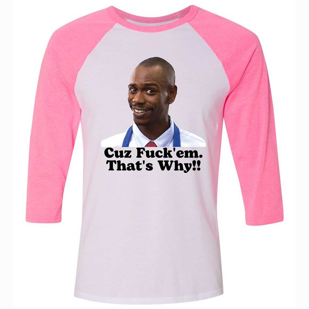 Unisex 3/4 Baseball Tee - VR6J5R3J - White/Neon Pink - 12
