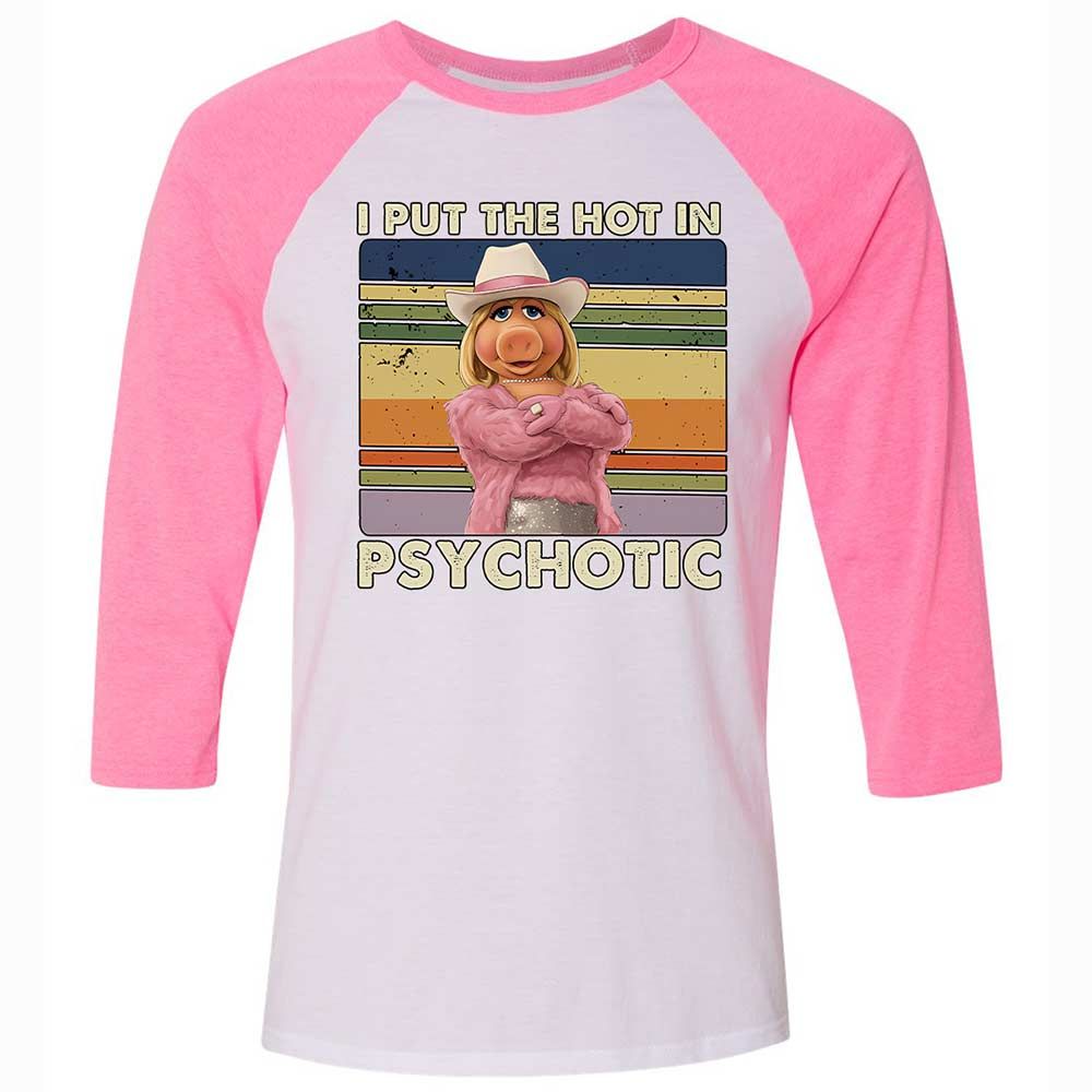 Unisex 3/4 Baseball Tee - RGCESP83 - White/Neon Pink - 12