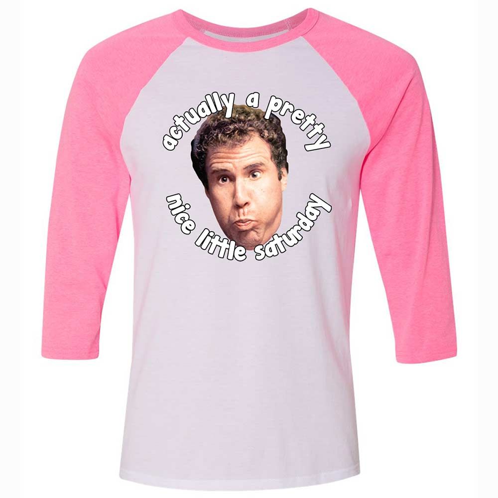Unisex 3/4 Baseball Tee - XGE6EZ3L - White/Neon Pink - 12