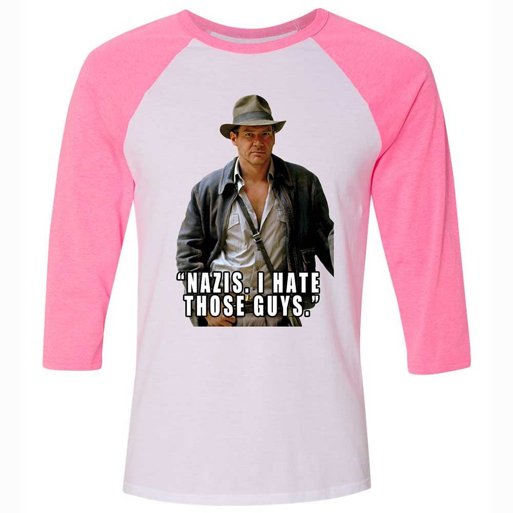 Unisex 3/4 Baseball Tee - TERWEMCX - White/Neon Pink - 12