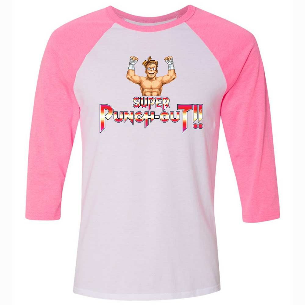 Unisex 3/4 Baseball Tee - E7XP74VU - White/Neon Pink - 12