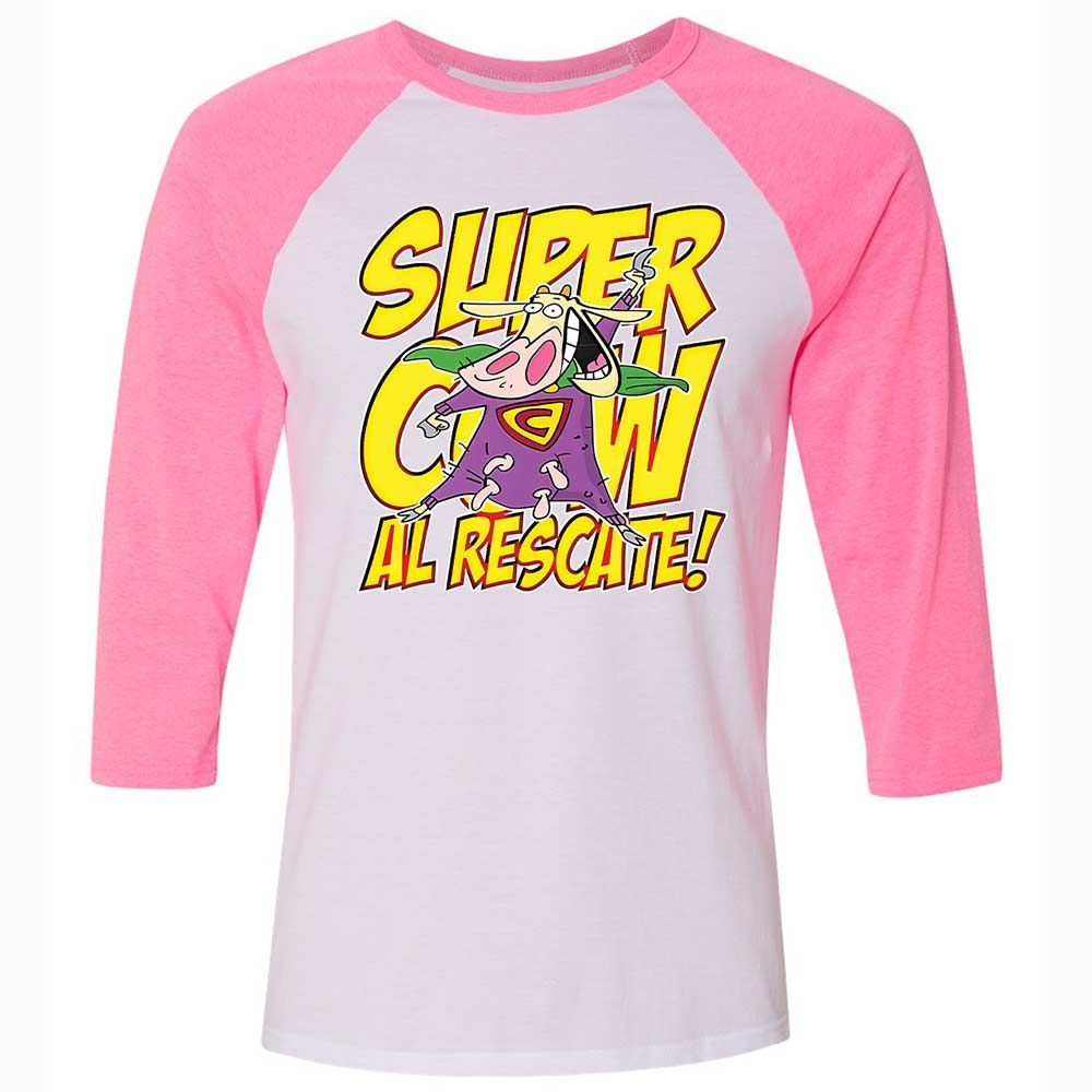 Unisex 3/4 Baseball Tee - YZU2FRMK - White/Neon Pink - 12