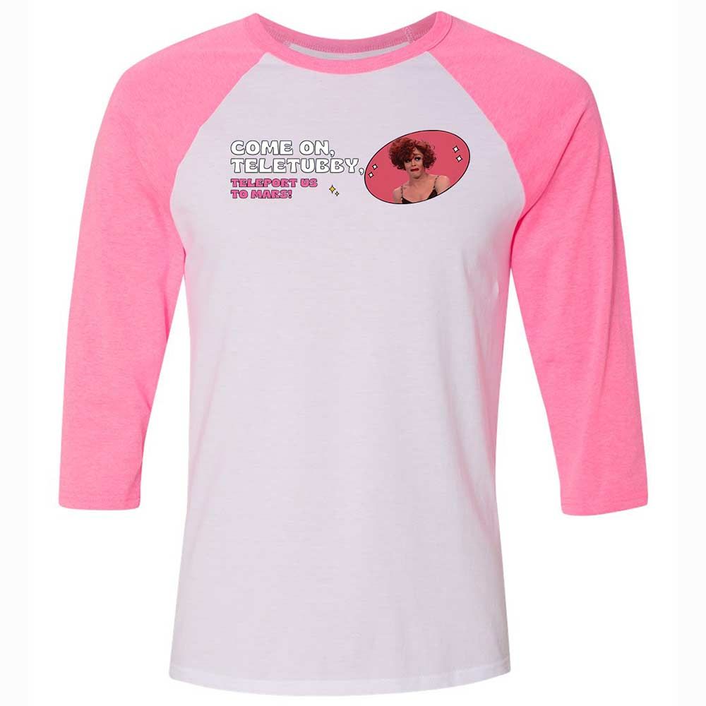 Unisex 3/4 Baseball Tee - WCM9BR3M - White/Neon Pink - 12