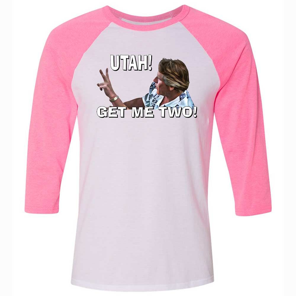 Unisex 3/4 Baseball Tee - R3VBFGX8 - White/Neon Pink - 12