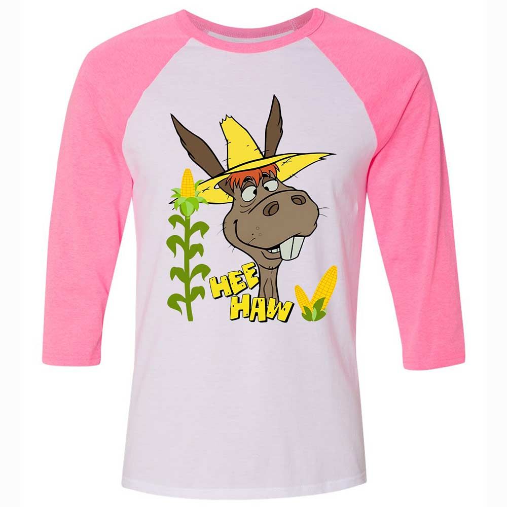 Unisex 3/4 Baseball Tee - HZW3T5WU - White/Neon Pink - 12