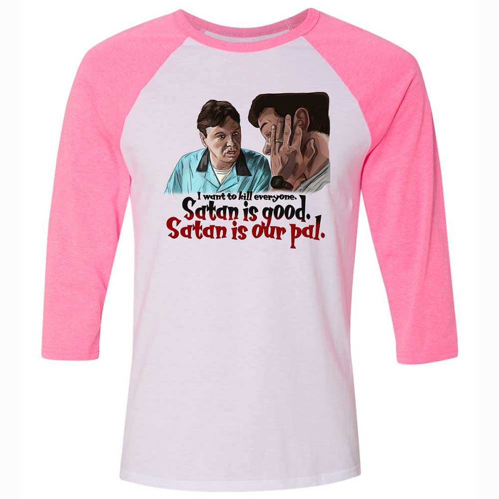 Unisex 3/4 Baseball Tee - QSVKCTLB - White/Neon Pink - 12