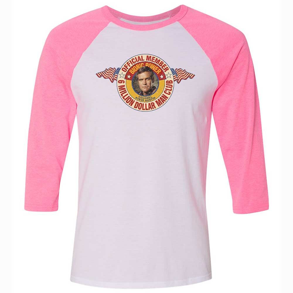 Unisex 3/4 Baseball Tee - 5CAZYRBE - White/Neon Pink - 12