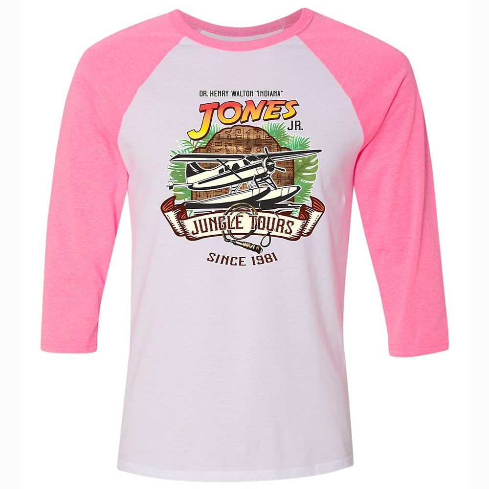 Unisex 3/4 Baseball Tee - NEDPVL71 - White/Neon Pink - 12