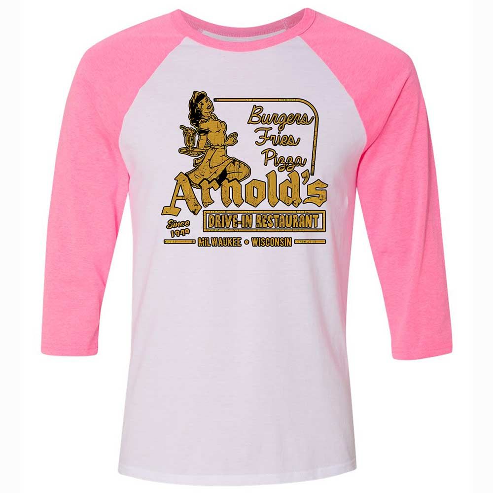 Unisex 3/4 Baseball Tee - LVBW4X54 - White/Neon Pink - 12