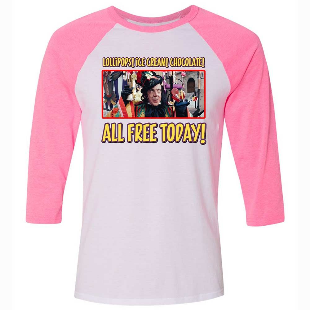 Unisex 3/4 Baseball Tee - QZGTZ782 - White/Neon Pink - 12