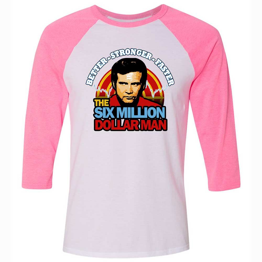 Unisex 3/4 Baseball Tee - P4WWENTL - White/Neon Pink - 12
