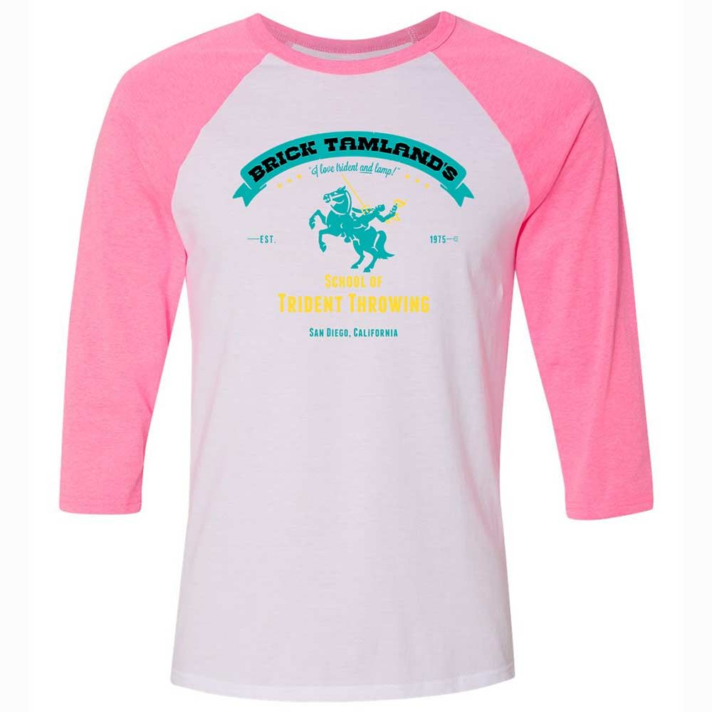 Unisex 3/4 Baseball Tee - V1DNRY2R - White/Neon Pink - 12
