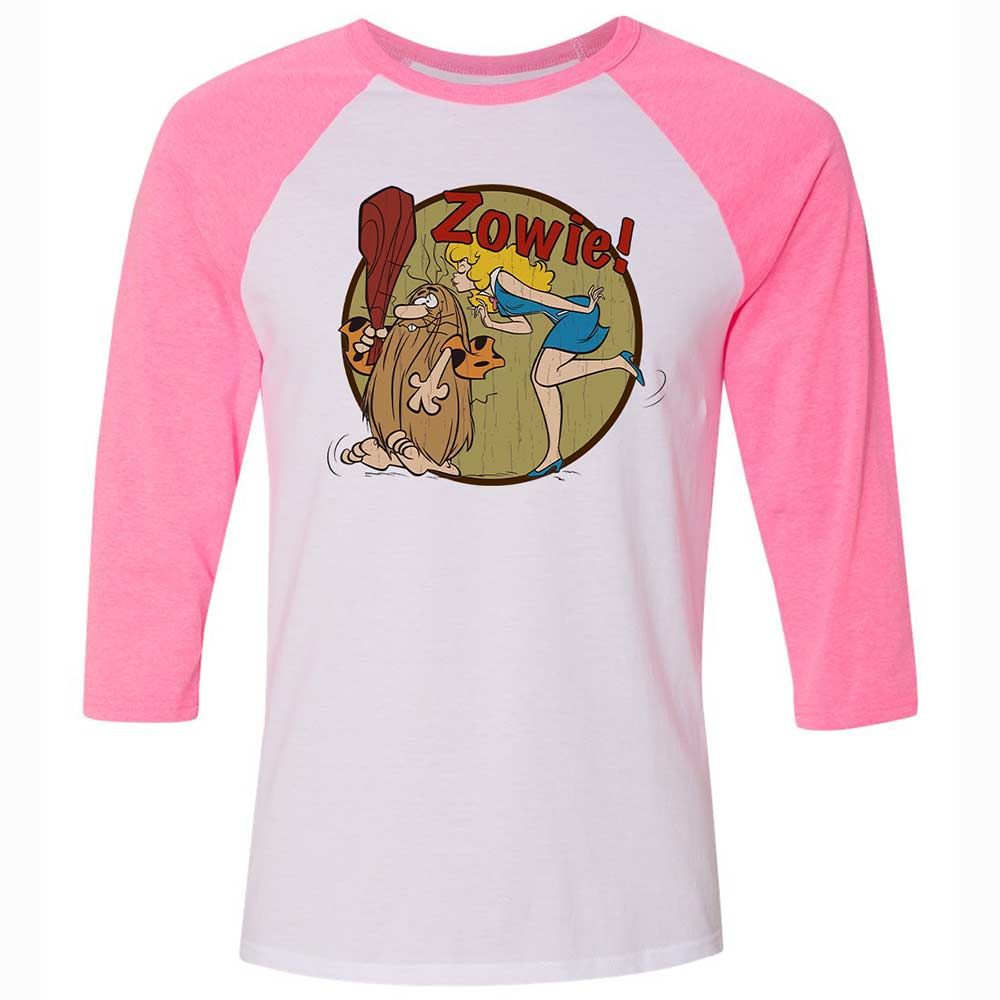 Unisex 3/4 Baseball Tee - KZCTSA4S - White/Neon Pink - 12