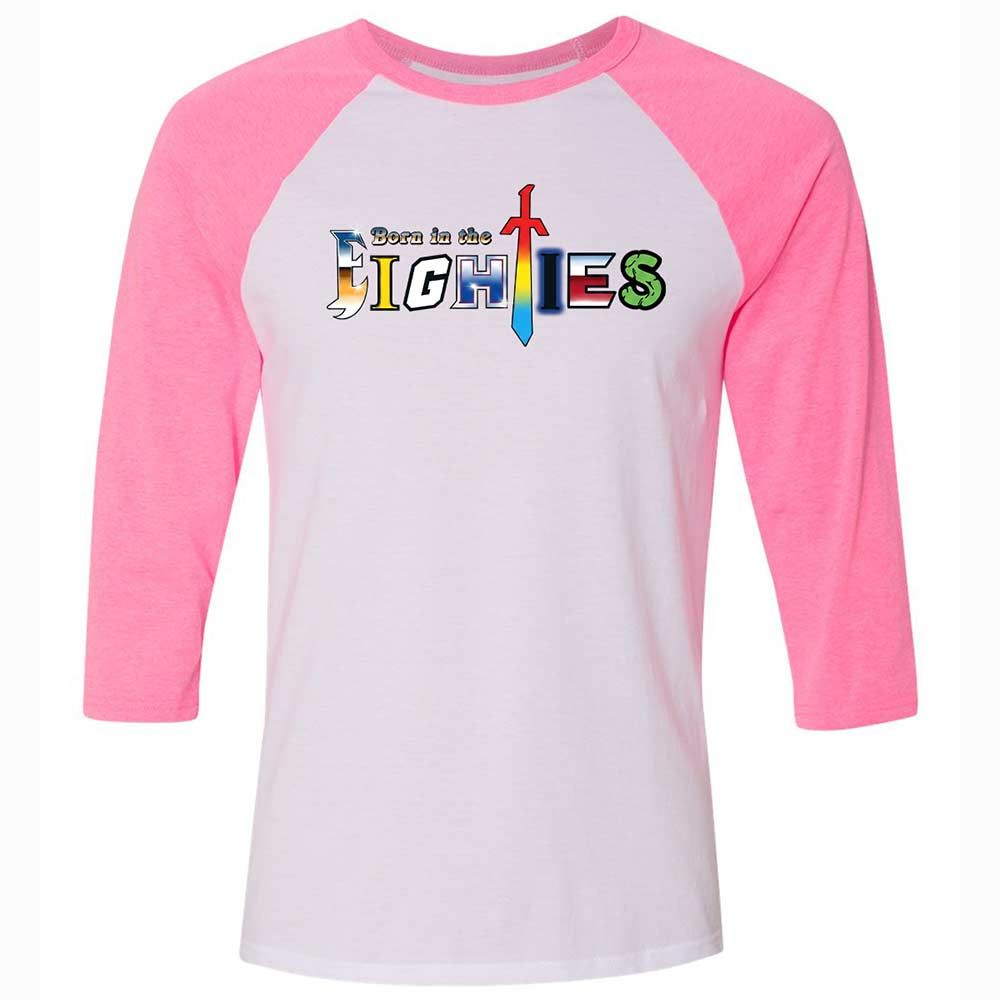 Unisex 3/4 Baseball Tee - 7Q1PJKYG - White/Neon Pink - 12