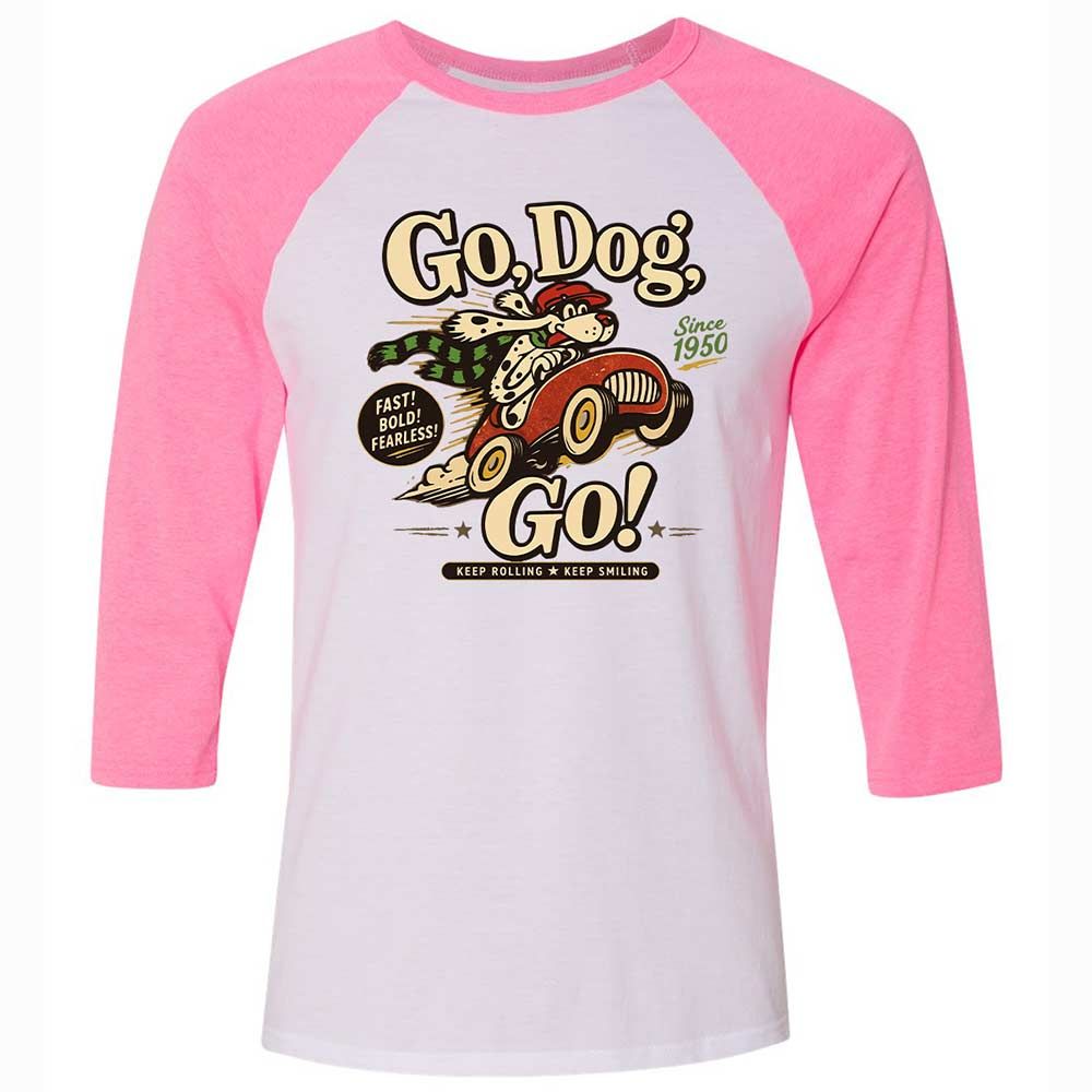 Unisex 3/4 Baseball Tee - UTS36MAE - White/Neon Pink - 12