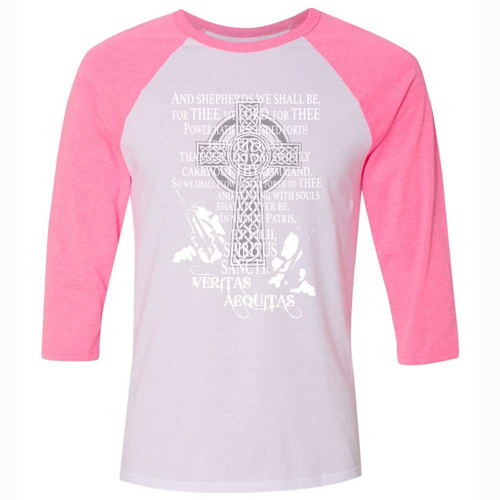 Unisex 3/4 Baseball Tee - TL8V86G1 - White/Neon Pink - 12