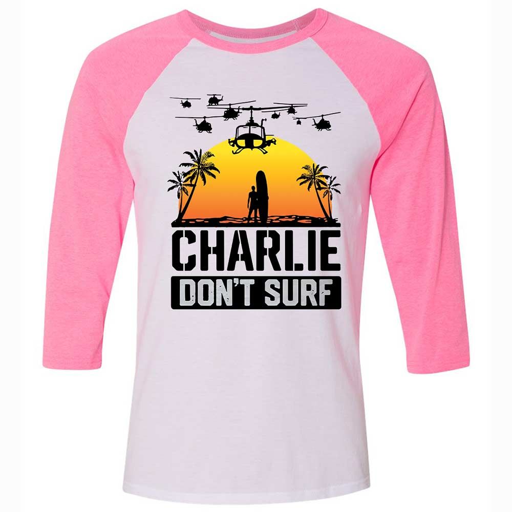 Unisex 3/4 Baseball Tee - NMUNPNTJ - White/Neon Pink - 12