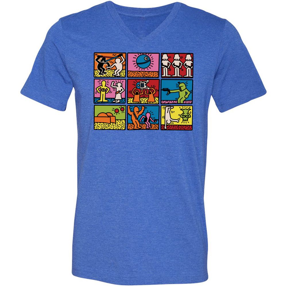 Unisex V-Neck T-Shirt - B3XSFHCD - Heather True Royal - 14