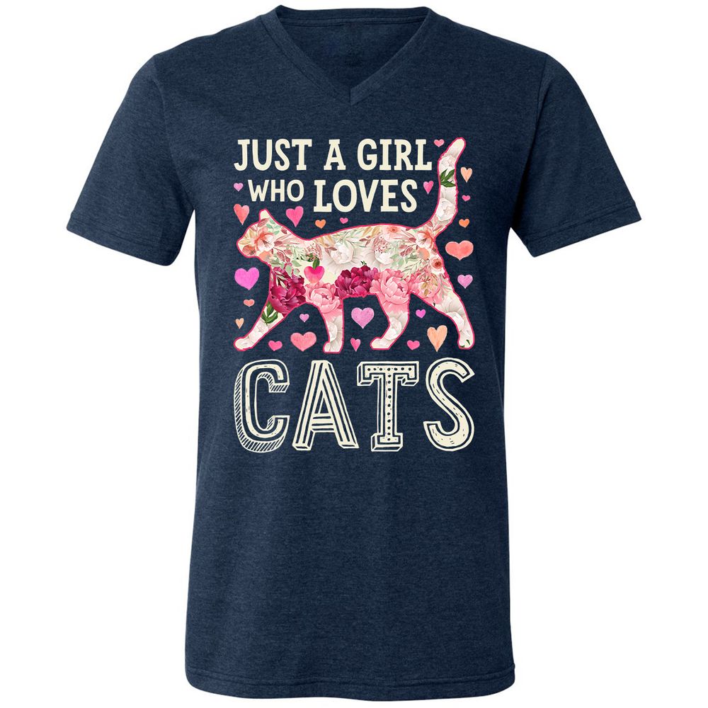 Unisex V-Neck T-Shirt - 7789KAG9 - Heather Navy - 15