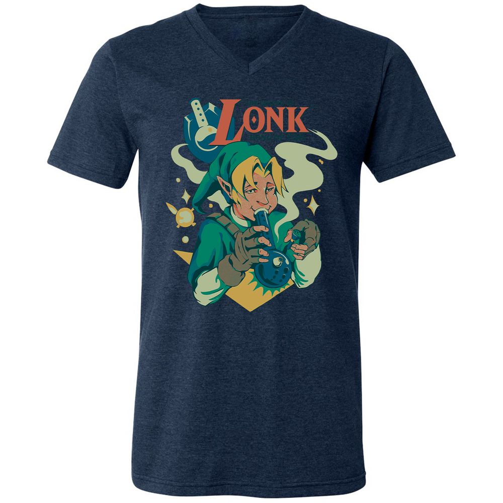 Unisex V-Neck T-Shirt - B98JACLR - Heather Navy - 15