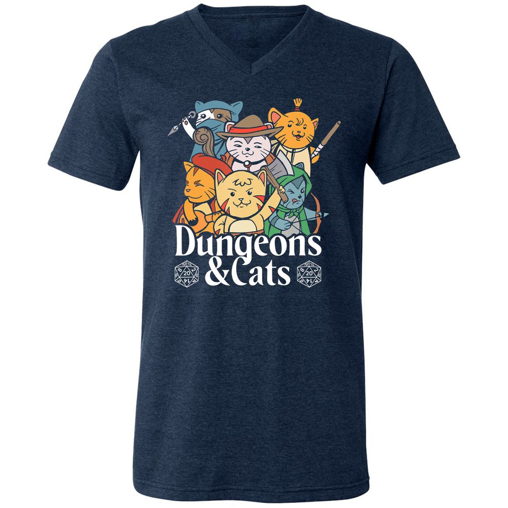 Unisex V-Neck T-Shirt - CUDMLNLW - Heather Navy - 15