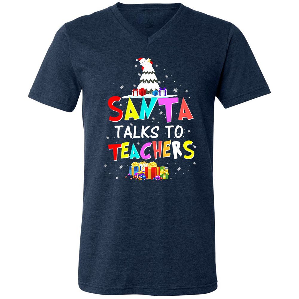 Unisex V-Neck T-Shirt - DWJW9GUA - Heather Navy - 15