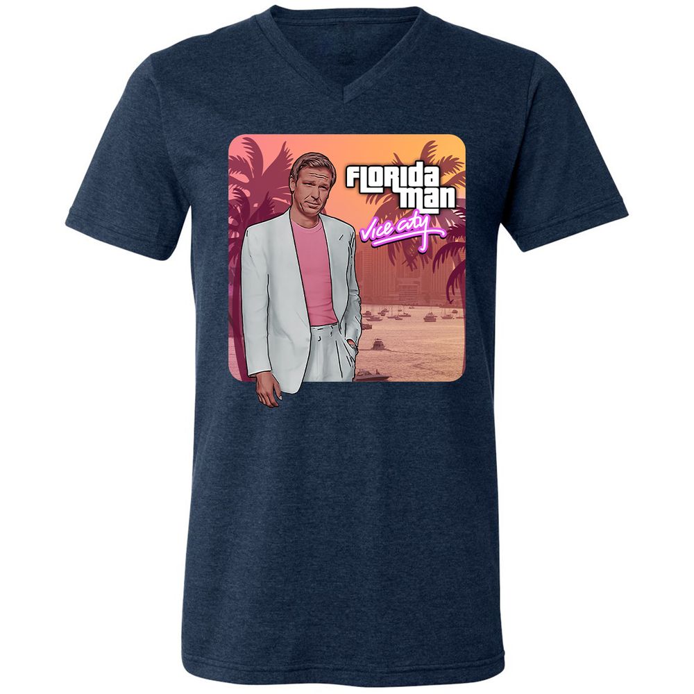 Unisex V-Neck T-Shirt - 9A638SXT - Heather Navy - 15