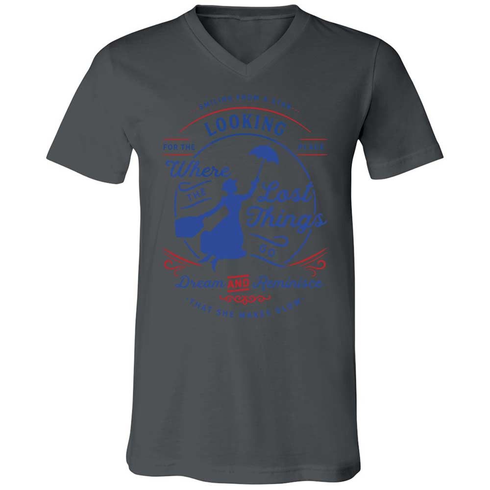 Unisex V-Neck T-Shirt - JJDKJW57 - Asphalt - 16
