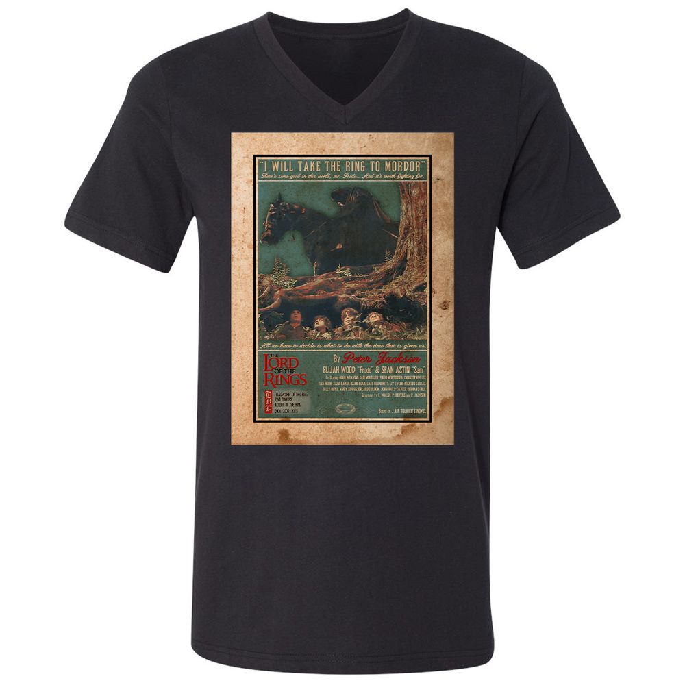Unisex V-Neck T-Shirt - FBT6SARX - Black - 16