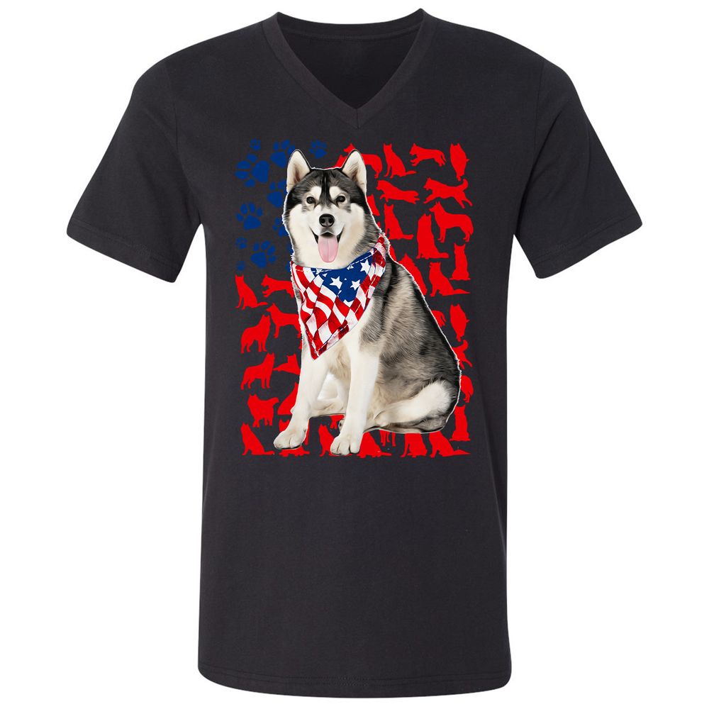 Unisex V-Neck T-Shirt - 7WALB3SP - Black - 16