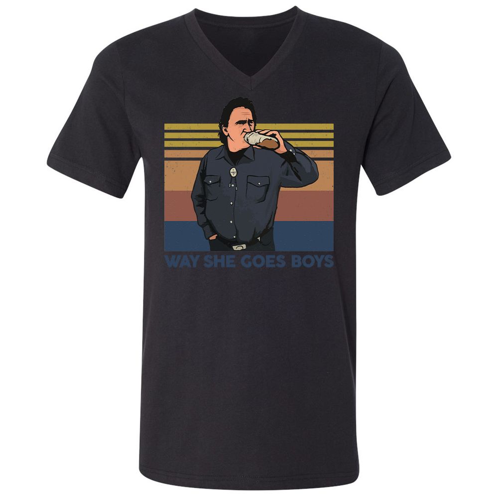 Unisex V-Neck T-Shirt - DQYHL8TK - Black - 16