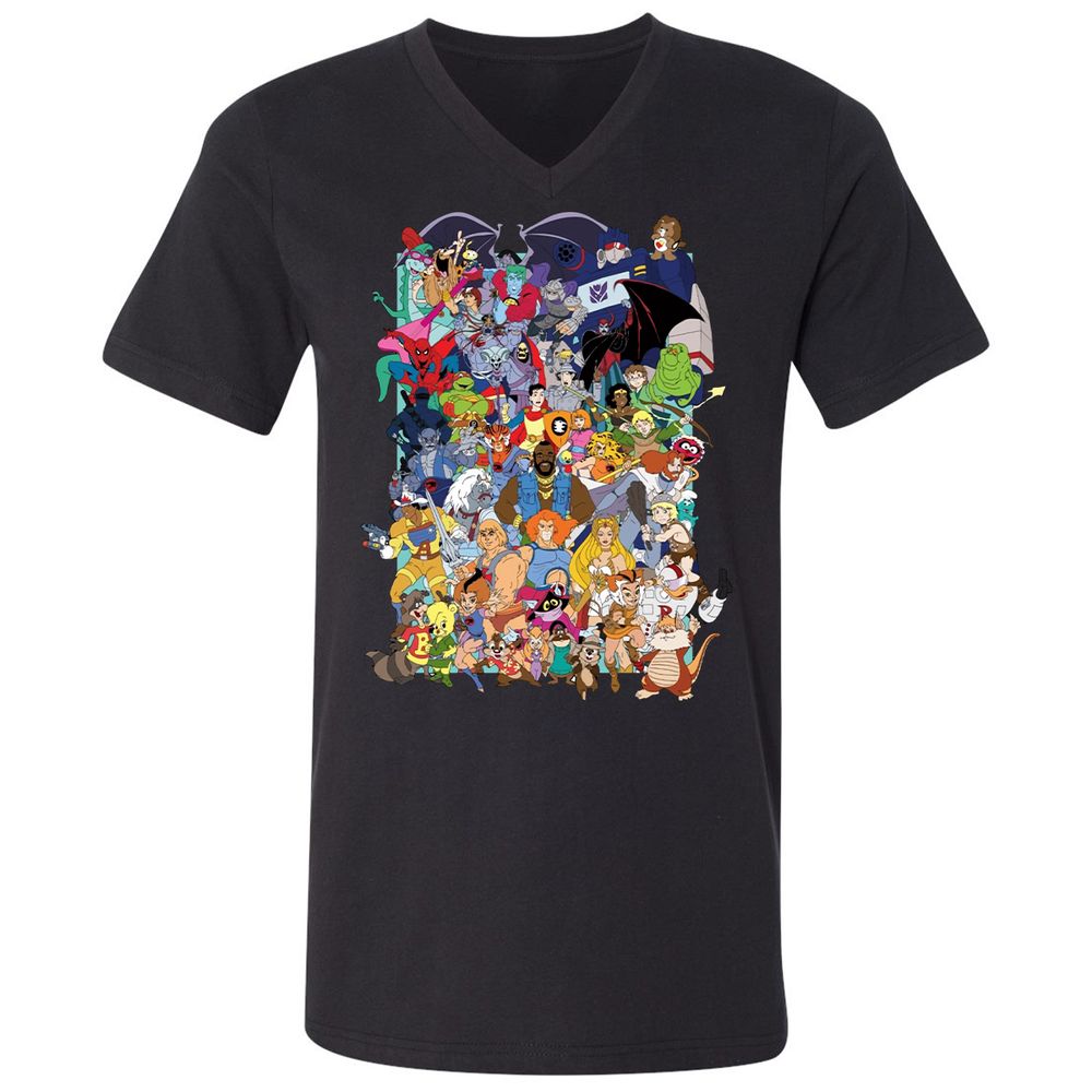 Unisex V-Neck T-Shirt - C9PSRA54 - Black - 16