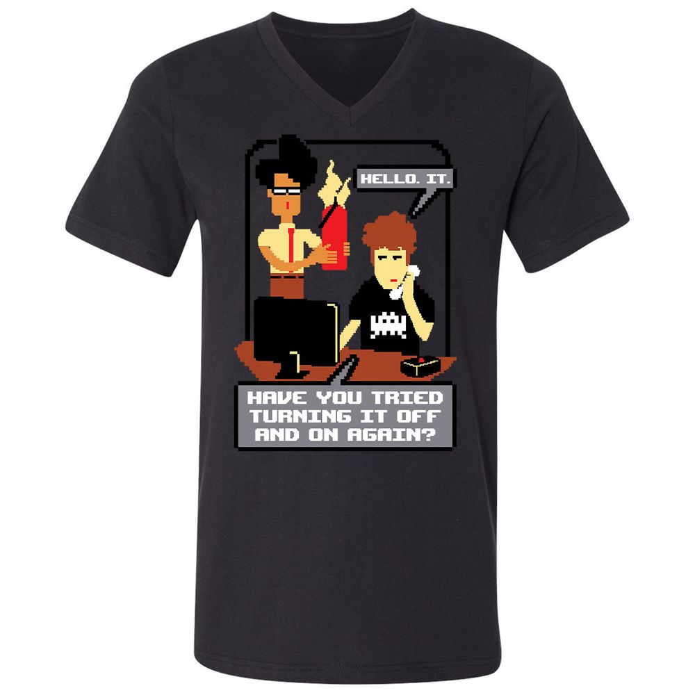 Unisex V-Neck T-Shirt - HNEUZ7PF - Black - 16