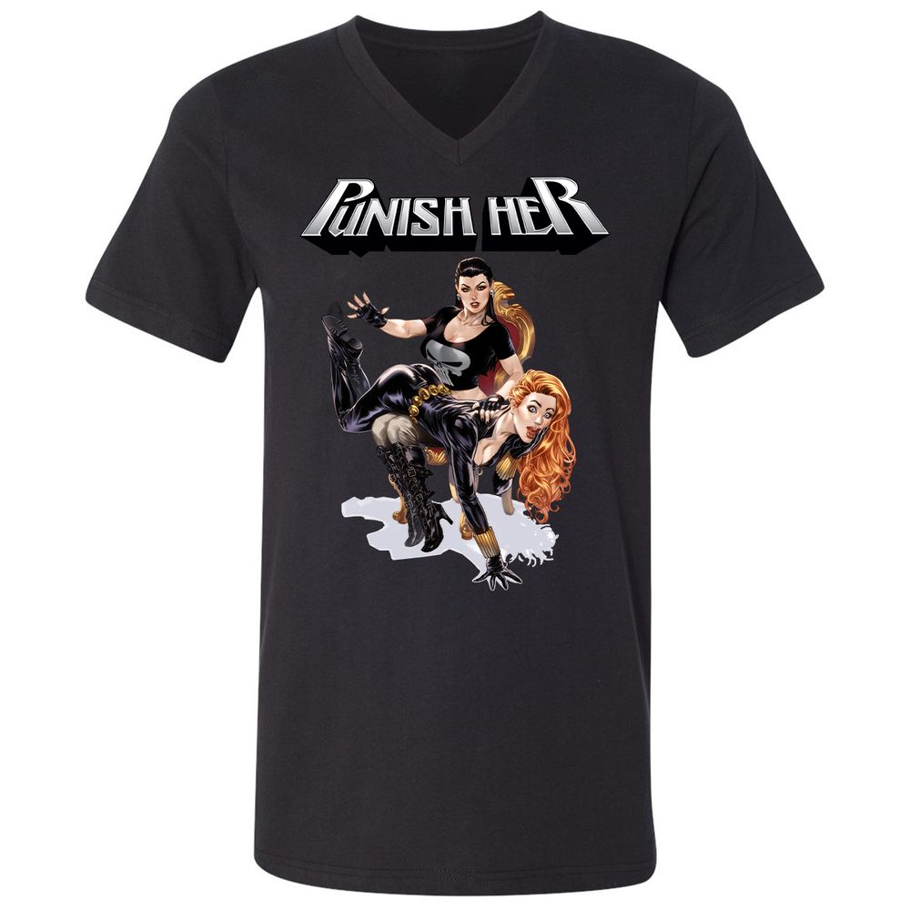 Unisex V-Neck T-Shirt - V7XE1RCE - Black - 16